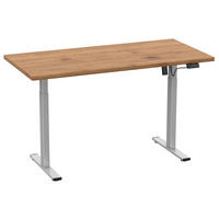 SCHREIBTISCH höhenverstellbar  - Honigeiche/Silberfarben, Design, Holzwerkstoff/Metall (110/50/71cm) - MID.YOU