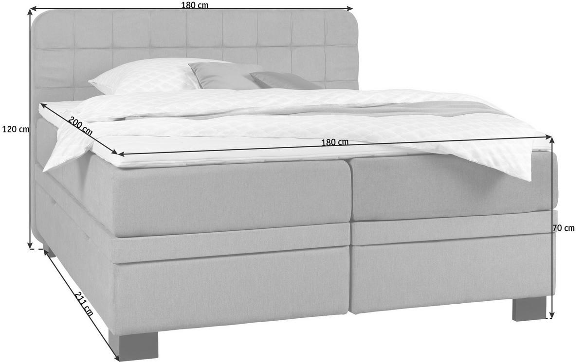 BOXSPRINGBETT 180/200 cm  Hellgrau  - Hellgrau/Schwarz, Konventionell, Holz/Textil (180/200cm) - Elegando