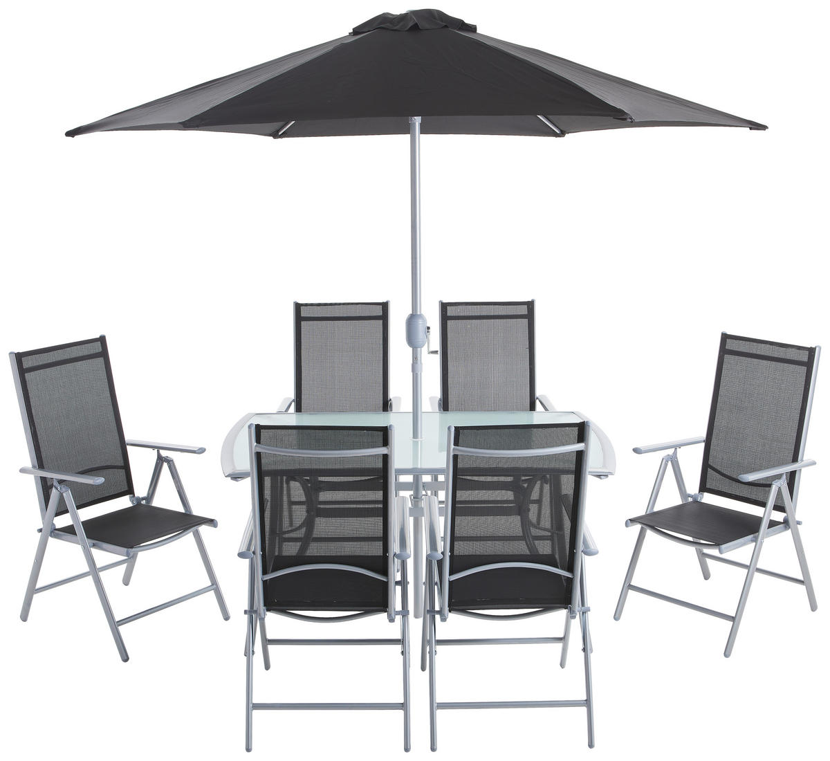 SÚPRAVA ZÁHRADNÉHO NÁBYTKU kov, plast, sklo, textil - antracitová/hliníková, Konventionell, kov/textil - Ambia Garden