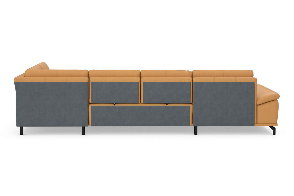 SEDACÍ SOUPRAVA, kůže, curry žlutá - černá/curry žlutá, Basics, kov/textil (176/363/223cm) - Sit & More