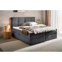 BOXBETT 140/200 cm,  in Dunkelgrau, Bettkasten, Topper, H3 + H3 = fest  - Dunkelgrau, KONVENTIONELL, Textil (140/200cm) - Boxxx