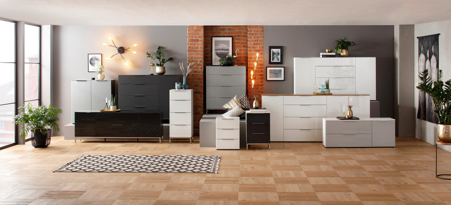 SIDEBOARD Anthrazit, Eichefarben Einlegeboden - Einrichtungsbeispiel