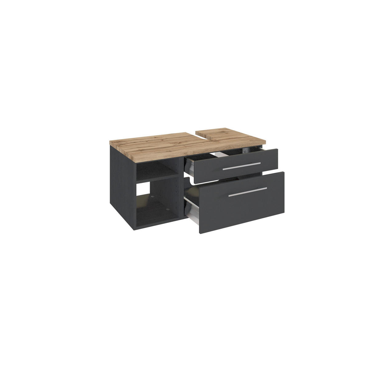 BADEZIMMER  in 90 cm  - Graphitfarben/Weiß, KONVENTIONELL, Keramik/Holzwerkstoff (90cm)