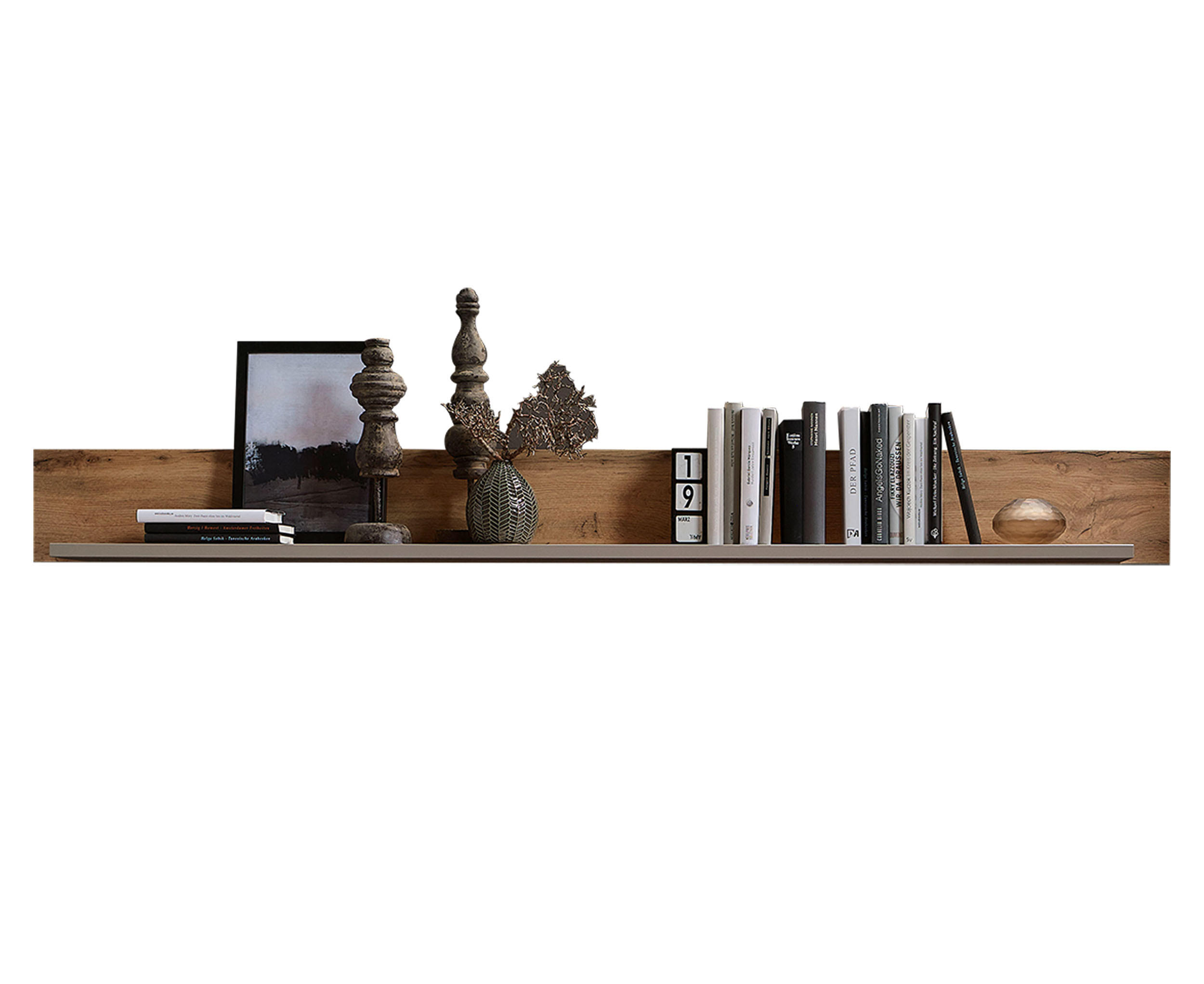 Hom`in NÁSTENNÁ POLICA, sivá, farba duba, 180/18/22 cm