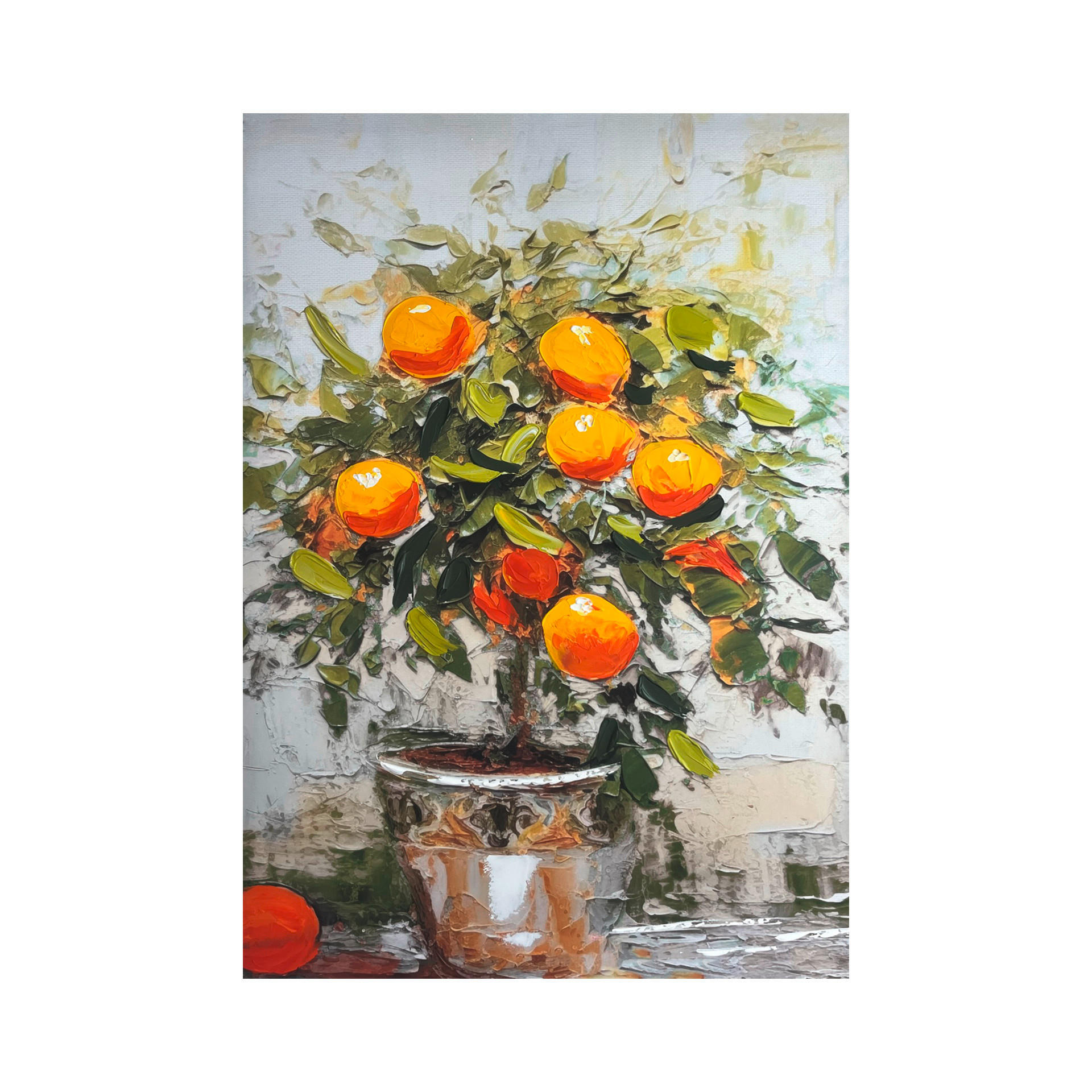 OLEJOMAĽBA, ovocie, 70/100 cm  - oranžová/zelená, Basics, kompozitné drevo/textil (70/100cm) - Monee
