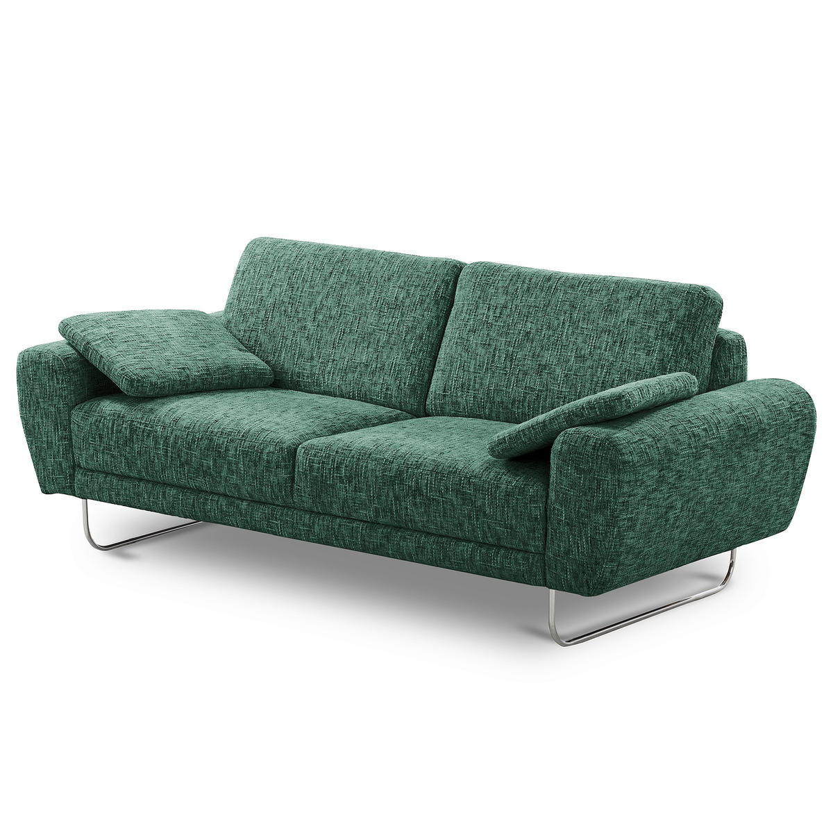 3-SITZER-SOFA SPRING in Webstoff Grün Modern  - Chromfarben/Grün, Design, Textil/Metall (187/85/92cm) - Livetastic