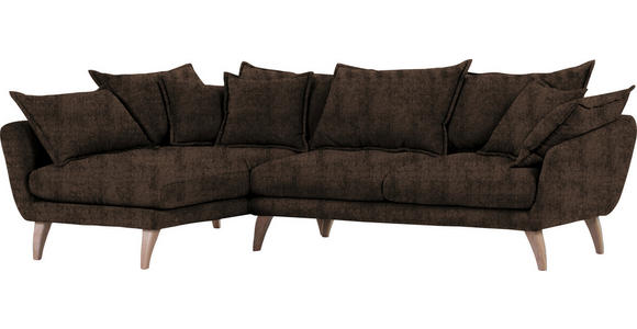 WOHNLANDSCHAFT in Chenille Dunkelbraun - Dunkelbraun/Naturfarben, Trend, Holz/Textil (267/170cm) - Ambia Home