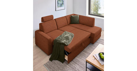 ECKSOFA  in Webstoff Orange  224/165 cm  - Schwarz/Orange, KONVENTIONELL, Kunststoff/Textil (224/165cm) - Xora