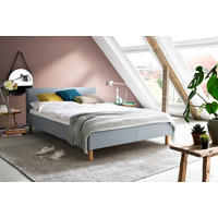 PAT TAPIȚAT 140/200 cm  in albastru deschis  - albastru deschis/culoare lemn stejar, Design, lemn/textil (140/200cm) - Livetastic