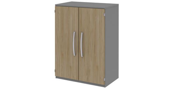 AKTENSCHRANK Grau, Eichefarben - Eichefarben/Grau, KONVENTIONELL, Holzwerkstoff (80/111,7/43cm) - Moderano