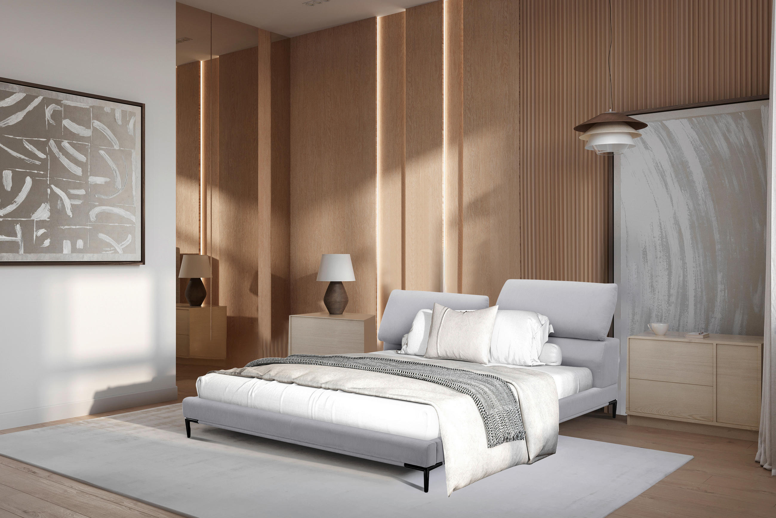 TAPECIRANI KREVET   180/200 cm   siva  - siva/crna, Moderno, drvo/metal (180/200cm) - Livetastic