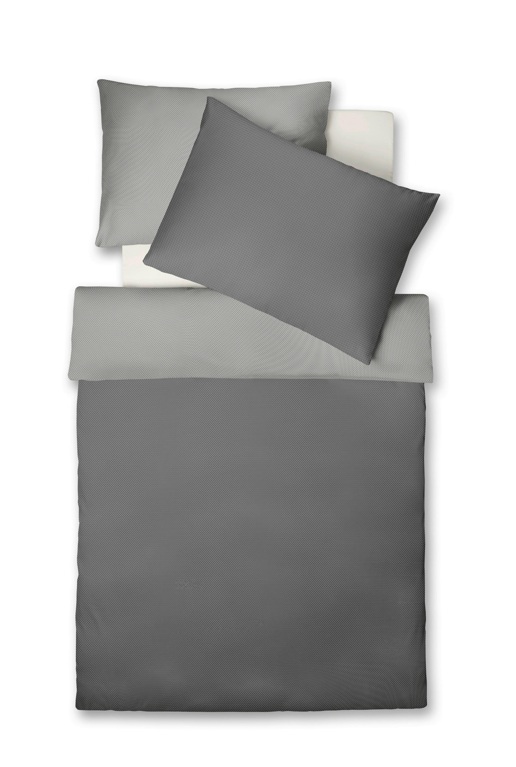 POVLEČENÍ, flanel, antracitová, šedá, 140/200 cm - šedá/antracitová, Basics, textil (140/200cm) - Fleuresse
