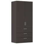 DREHTÜRENSCHRANK 101/223/61 cm,  in Graphitfarben, 2-türig  - Edelstahlfarben/Graphitfarben, Basics, Holzwerkstoff/Metall (101/223/61cm) - Novel