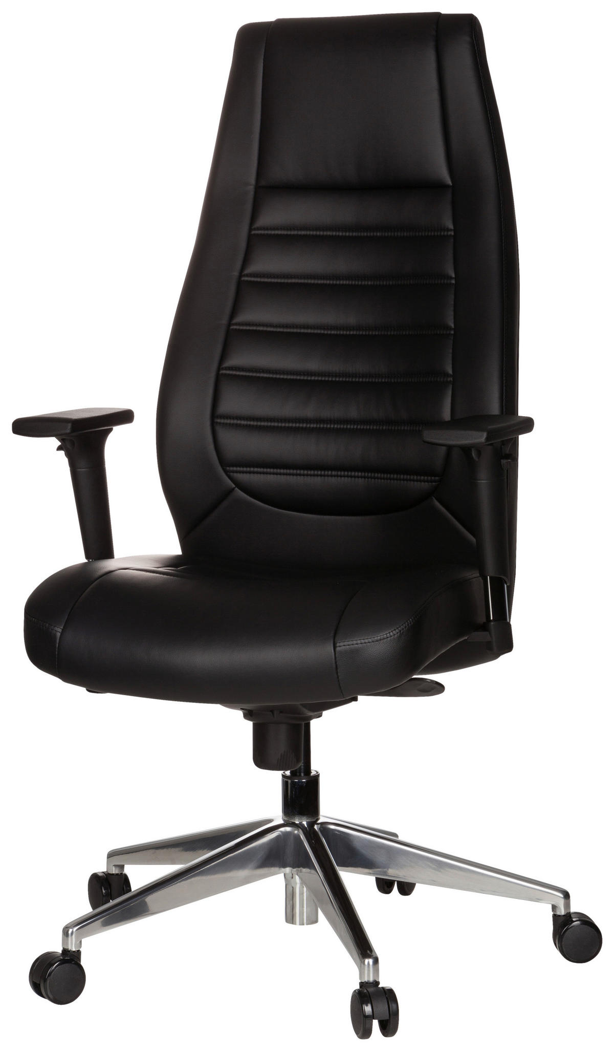 CHEFSESSEL Lederlook Schwarz  - Silberfarben/Schwarz, Basics, Kunststoff/Textil (65/133/65cm) - MID.YOU