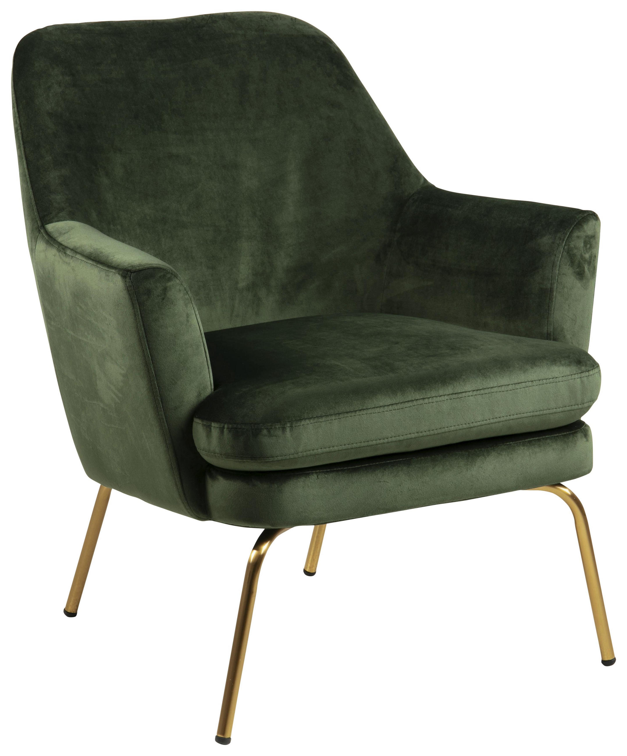 Sessel in Metall, Textil Grün, Messingfarben