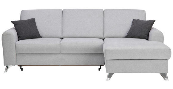 ECKSOFA inkl.Funktion Hellgrau Flachgewebe  - Silberfarben/Hellgrau, Design, Textil/Metall (244/167cm) - Cantus