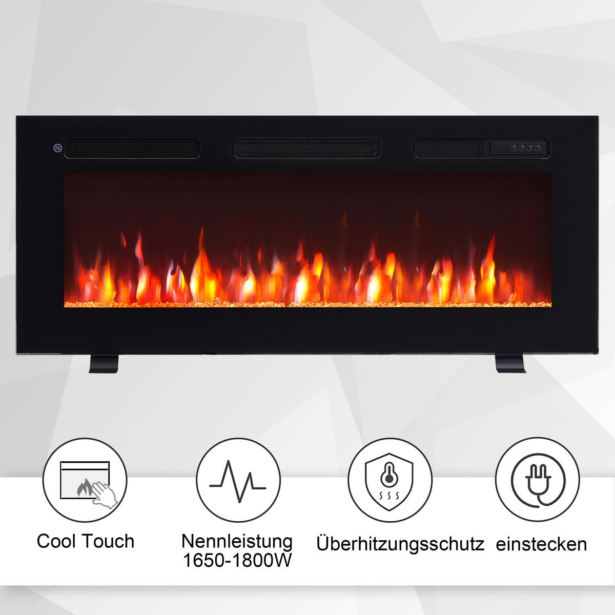 ELEKTROKAMIN - Schwarz, Basics, Metall (102/43/15cm)