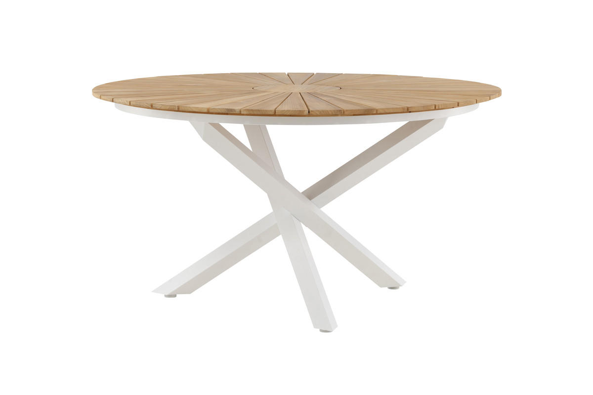 UTEBORD trä, metall ja rund  - vit/naturfärgad, Basics, metall/trä (140/140/75cm)