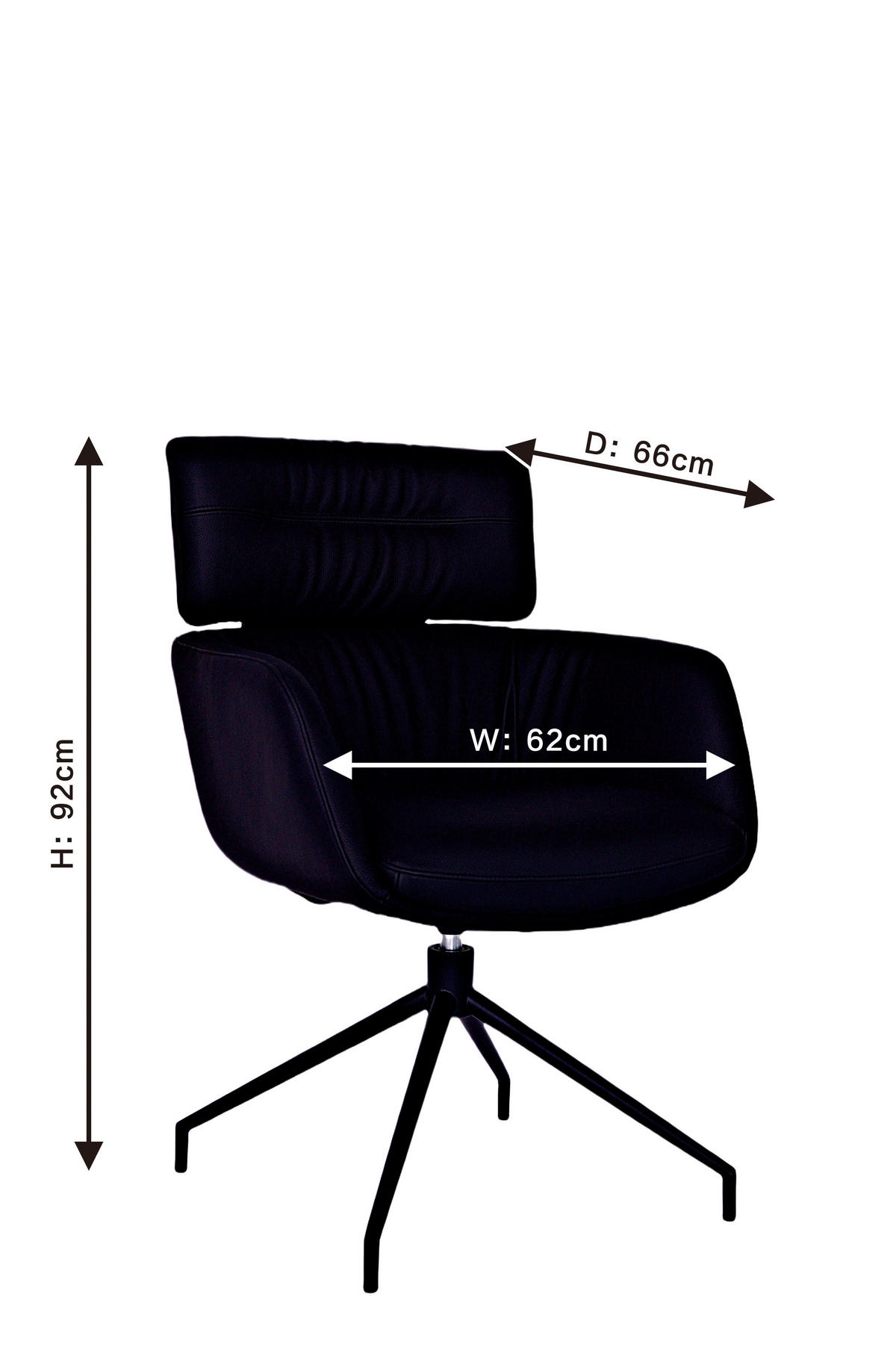 KAROSSZÉK fekete  - fekete, Design, bőr/fém (62/92/65cm) - Dieter Knoll