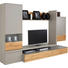WOHNWAND Eiche furniert Eichefarben, Fango - Fango/Edelstahlfarben, Design, Glas/Holz (297,5/196,9/55,7cm) - Moderano