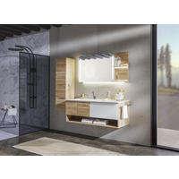 BADEZIMMER  in 128,4 cm  - Eichefarben/Weiß, MODERN, Glas/Holz (128,4cm) - Voglauer