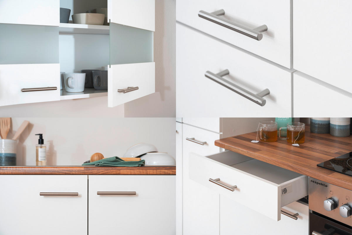 KÜCHENLEERBLOCK 270 cm   in Grau, Weiss  - Weiss/Silberfarben, Basics, Holzwerkstoff/Metall (270cm) - Respekta