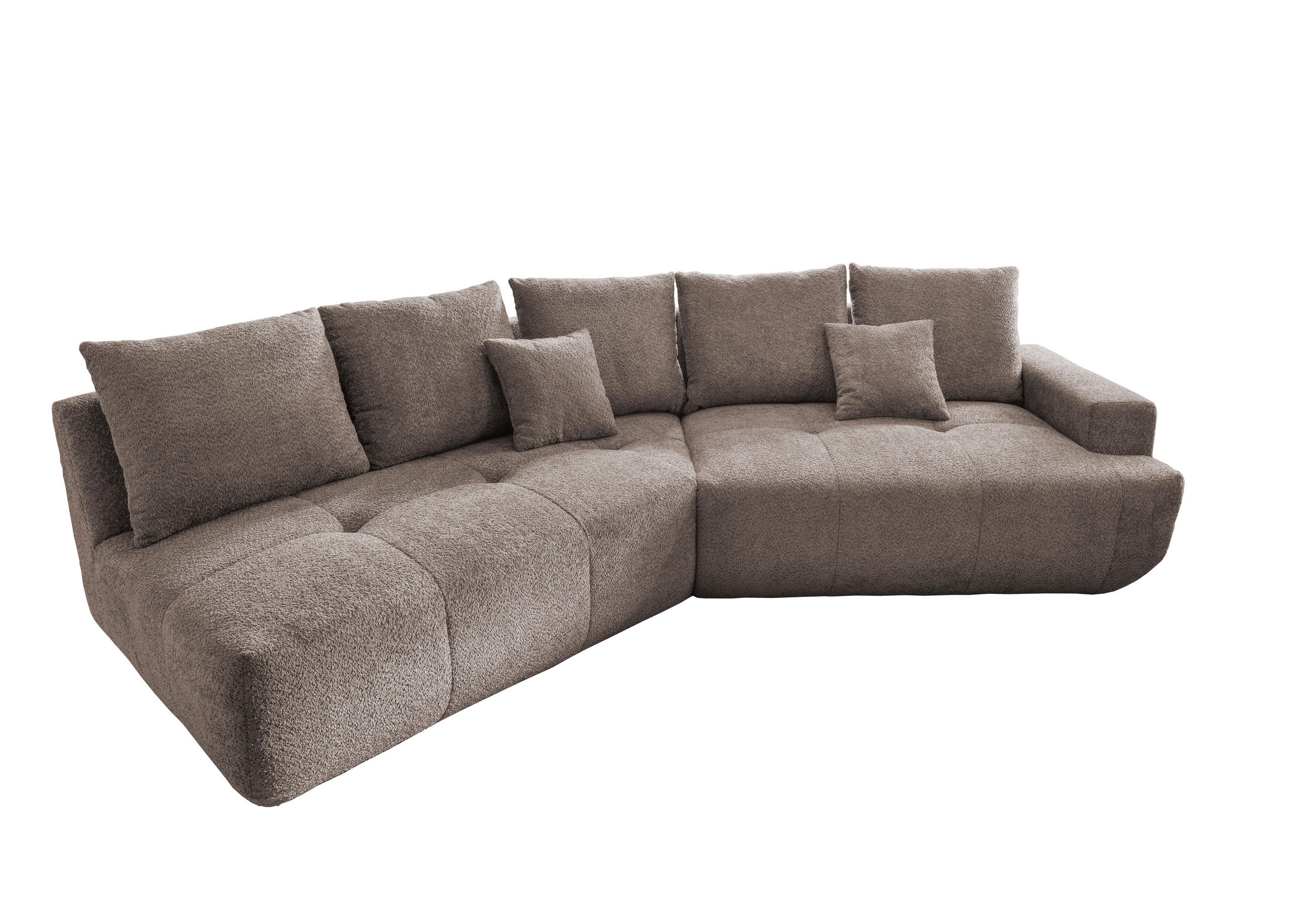 BIGSOFA Bouclé Taupe  - Taupe/Schwarz, MODERN, Kunststoff/Textil (323/91/155cm) - Livetastic