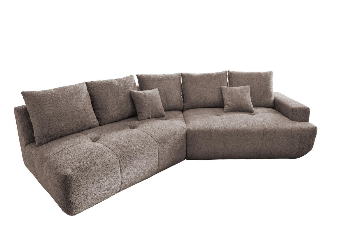 BIGSOFA Bouclé Taupe  - Taupe/Schwarz, MODERN, Kunststoff/Textil (323/91/155cm) - Livetastic
