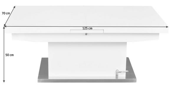 COUCHTISCH rechteckig Weiß 125-150/70/50-78 cm  - Weiß, LIFESTYLE, Glas/Holzwerkstoff (125-150/70/50-78cm) - Carryhome