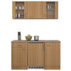 MINIKÜCHE 150 cm   in Buchefarben  - Edelstahlfarben/Beige, MODERN, Glas/Holzwerkstoff (150cm) - FlexWell