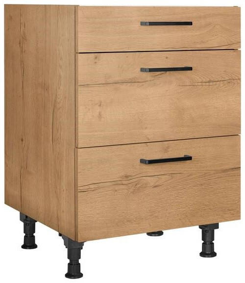 KOCHFELDUMBAUSCHRANK 60/87/56 cm  in Eichefarben  - Eichefarben/Schwarz, MODERN, Holzwerkstoff/Metall (60/87/56cm) - Nobilia