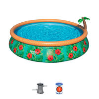 POOLSET PARADISE PALMS 57416 457/84 cm  - Multicolor, Trend, Kunststoff (457/84cm) - Bestway