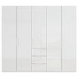 DREHTÜRENSCHRANK 251/235/61 cm,  in Weiß, 5-türig  - Weiß, Basics, Glas/Holzwerkstoff (251/235/61cm) - Novel
