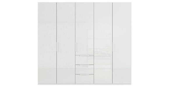 DREHTÜRENSCHRANK 251/235/61 cm,  in Weiß, 5-türig  - Weiß, Basics, Glas/Holzwerkstoff (251/235/61cm) - Novel