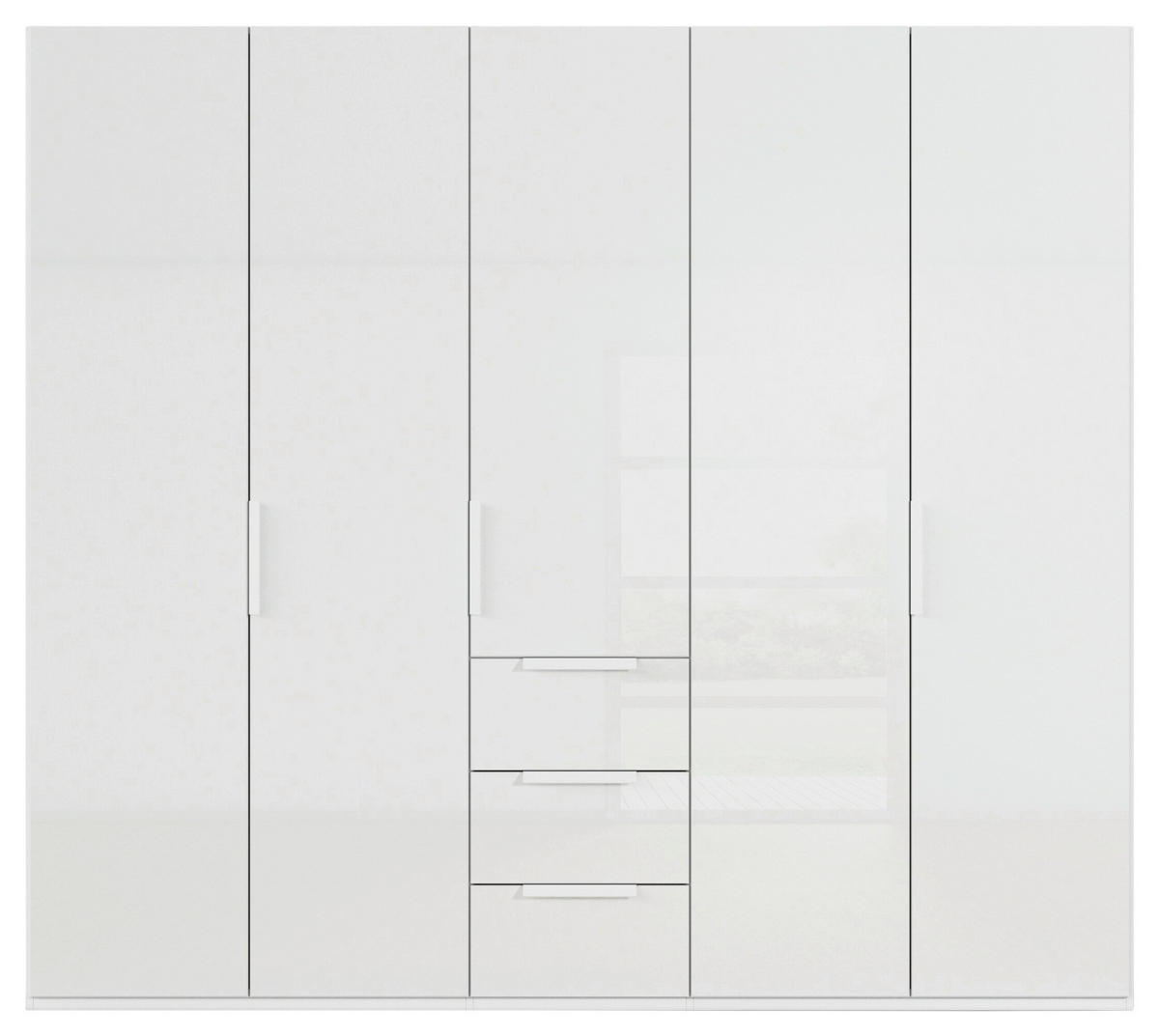 DREHTÜRENSCHRANK 251/235/61 cm,  in Weiß, 5-türig  - Weiß, Basics, Glas/Holzwerkstoff (251/235/61cm) - Novel