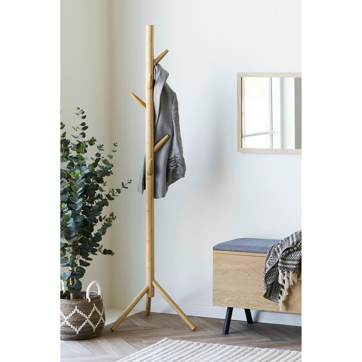 GARDEROBENSTÄNDER in Naturfarben 50/163/50 cm   - Naturfarben, Basics, Holz (50/163/50cm)