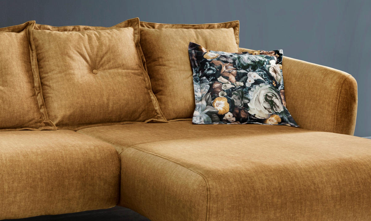 ECKSOFA Velours Gelb, Multicolor  - Gelb/Multicolor, Modern, Holz/Textil (277/162cm) - Livetastic