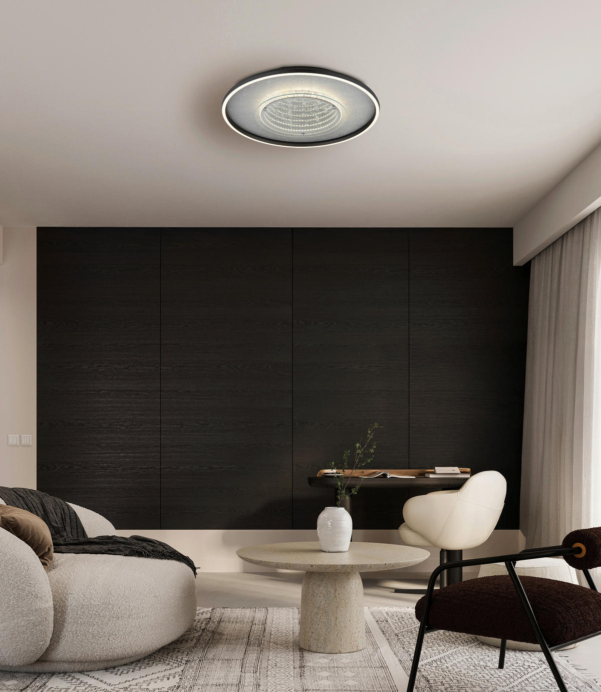 LED-DECKENLEUCHTE 51,5/6,8 cm   - Klar/Silberfarben, Design, Glas/Kunststoff (51,5/6,8cm) - Globo