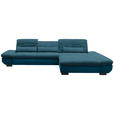 ECKSOFA in Mikrofaser Dunkelblau  - Schwarz/Dunkelblau, Design, Textil/Metall (341/204cm) - Xora