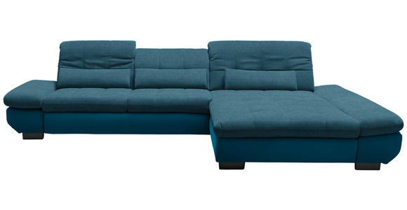 ECKSOFA in Mikrofaser Dunkelblau  - Schwarz/Dunkelblau, Design, Textil/Metall (341/204cm) - Xora