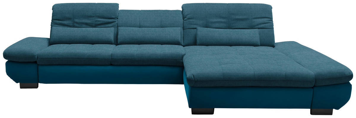 ECKSOFA in Mikrofaser Dunkelblau  - Schwarz/Dunkelblau, Design, Textil/Metall (341/204cm) - Xora