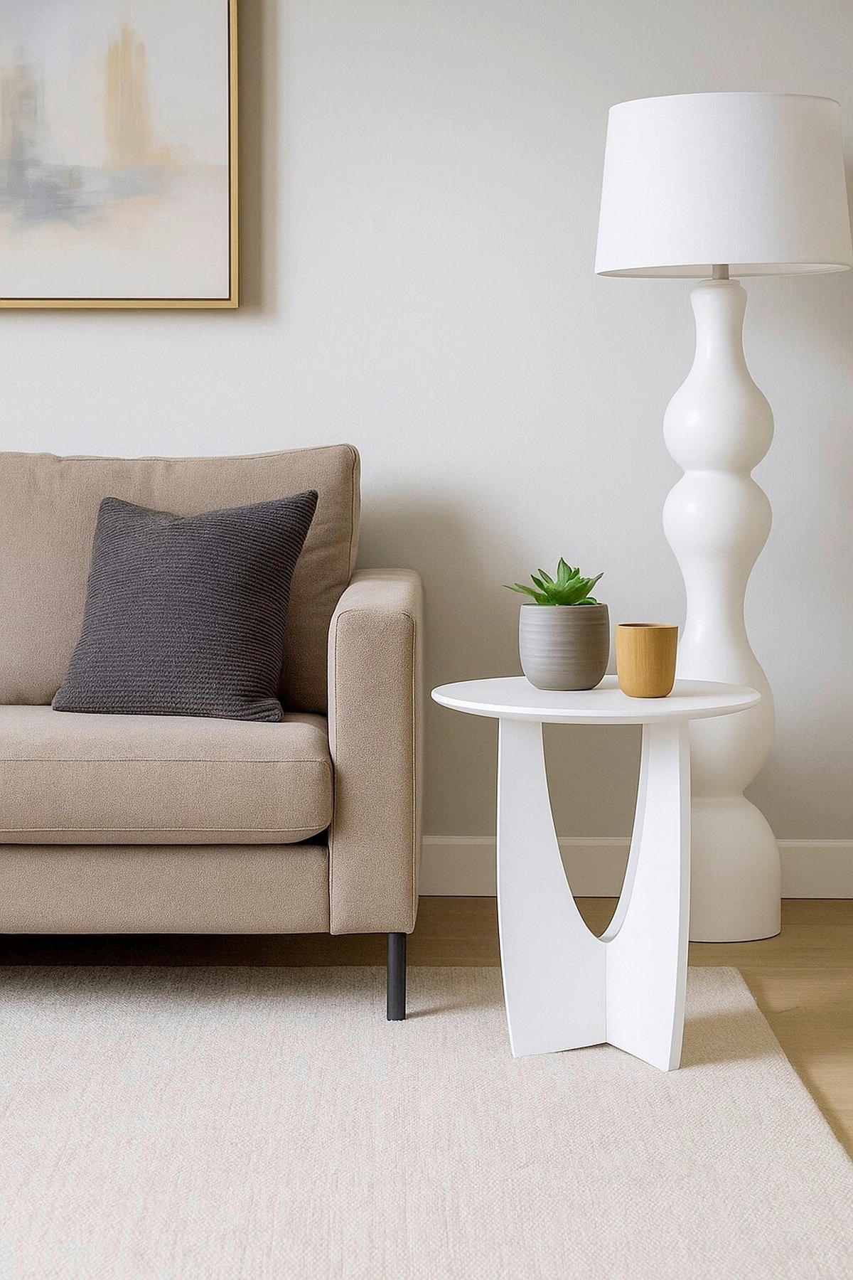 BEISTELLTISCH 50/50/51 cm furniert Weiß rund  - Weiß, Design, Holzwerkstoff (50/50/51cm) - MID.YOU