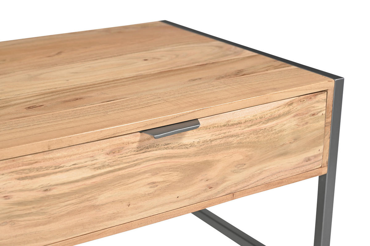 COUCHTISCH Coswig Akazie vollmassiv 120/60/45 cm rechteckig Naturfarben  - Naturfarben/Grau, KONVENTIONELL, Holz/Metall (120/60/45cm) - Livetastic