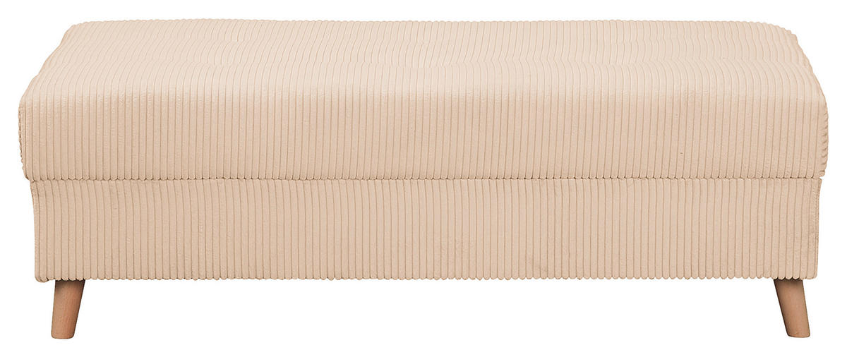 ECKSOFA inkl. Hocker Ariella in Cord Creme  231/161 cm  - Creme/Naturfarben, Design, Holz/Textil (231/161cm) - Livetastic
