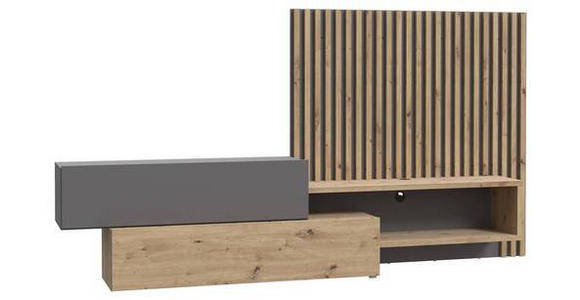 WOHNWAND in Grau, Eiche Artisan 288,5/152,5/42,5 cm - Eiche Artisan/Grau, MODERN, Holzwerkstoff (288,5/152,5/42,5cm) - Carryhome