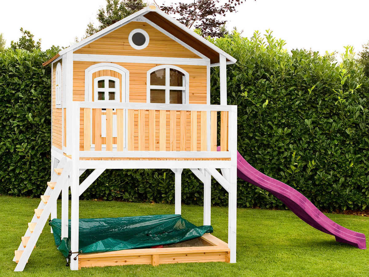 SPIELHAUS 432/293/212 cm  - Weiss/Lila, Konventionell, Holz (432/293/212cm)