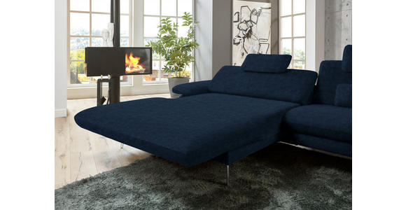 ECKSOFA in Velours Dunkelblau 184/284 cm - Schwarz/Dunkelblau, Design, Textil/Metall (184/284cm) - Dieter Knoll