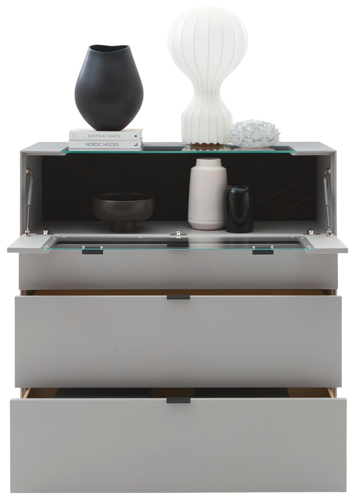 HIGHBOARD Hellgrau  121,9/121,5/45,2 cm  - Hellgrau/Schwarz, Design, Glas/Keramik (121,9/121,5/45,2cm) - Dieter Knoll