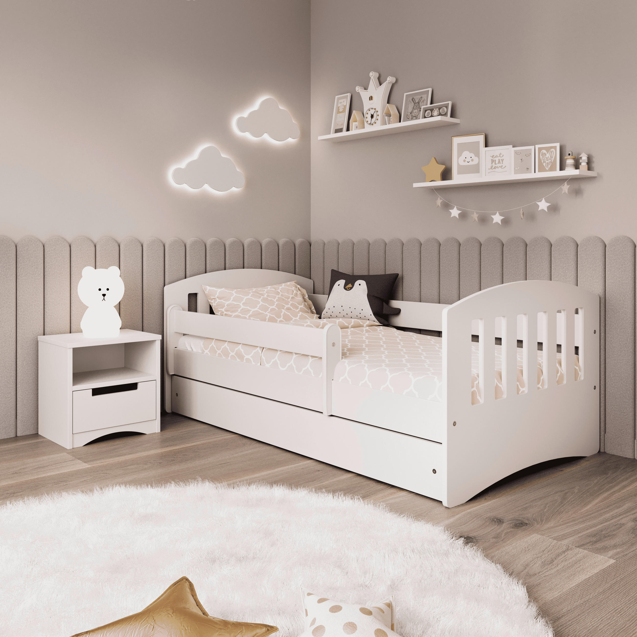KINDER-/JUNIORBETT - Birkefarben/Weiß, MODERN, Holz/Holzwerkstoff (80/180cm) - MID.YOU