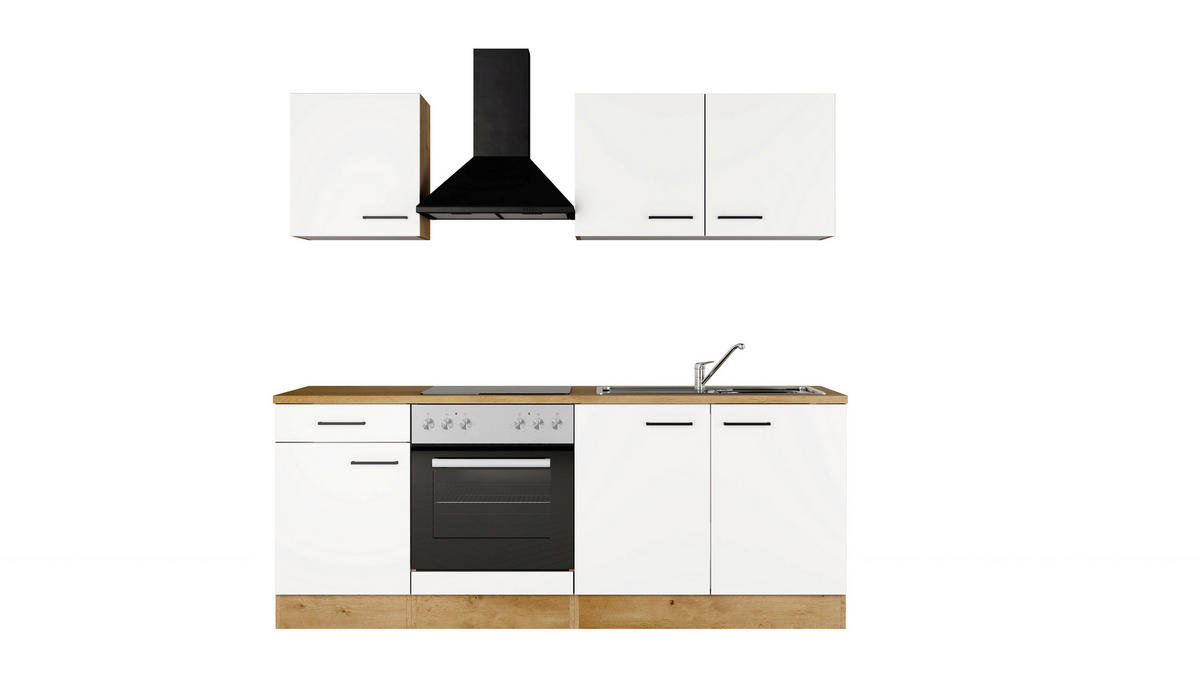 KÜCHENBLOCK 210 cm  in Eichefarben, Magnolie  - Eichefarben/Magnolie, Trend, Holzwerkstoff/Metall (210cm) - FlexWell